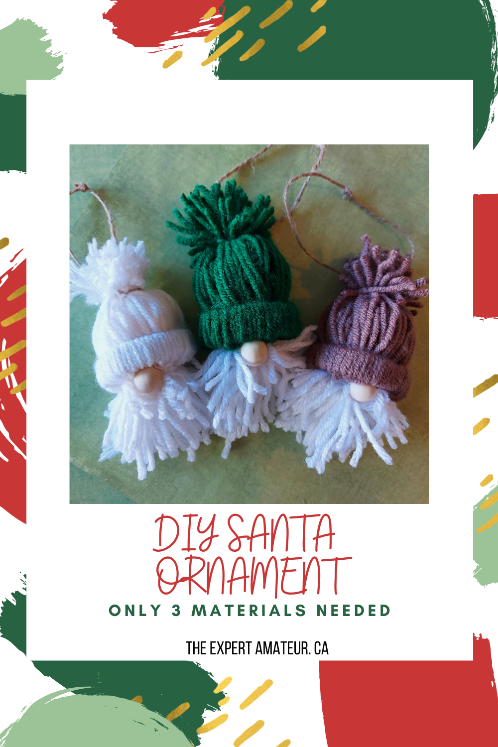 Yarn Santa Ornament yarn doll craft for kids